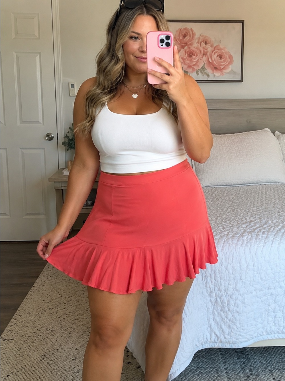 Torrid Mini Skirt in Coral pink
